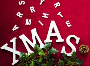 xmas title near snag letters green branch